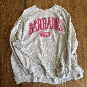 Hollister Gray Sweatshirt V with Pink Accents